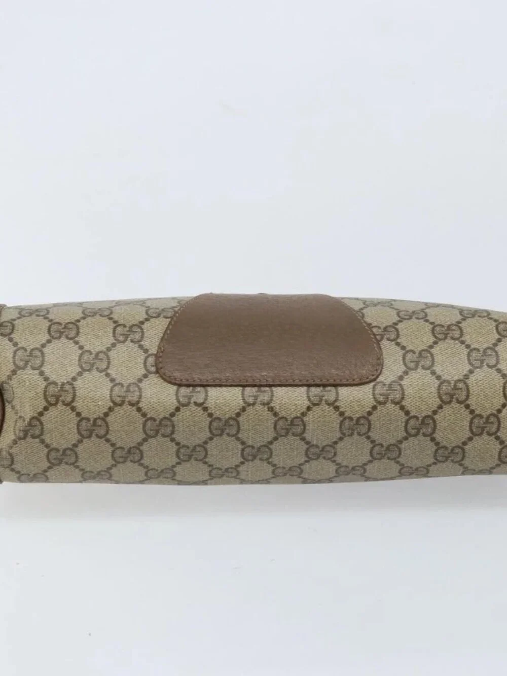 GUCCI GG Supreme Web Sherry Line Clutch Bag PVC Beige Gold 89 01 033 Auth 173882